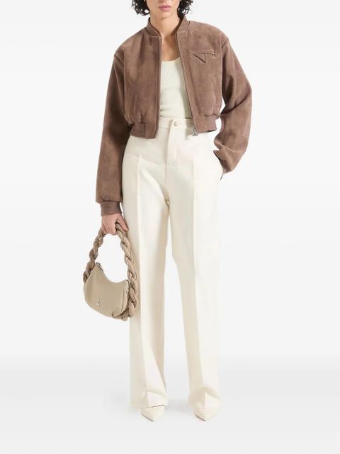 Manière De Voir Monique wide-shoulder suede bomber jacket - Brown - zdjęcie produktu nr 2