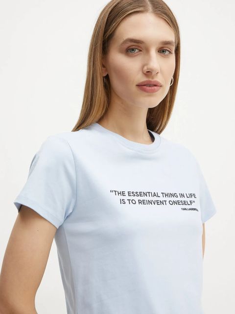 Karl Lagerfeld t-shirt bawełniany damski kolor niebieski A1W17068