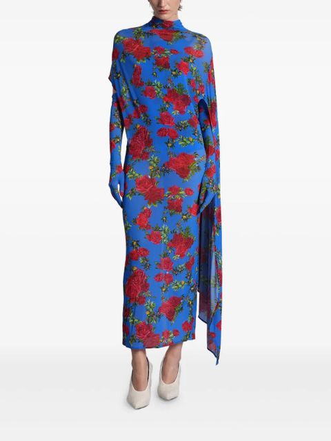 Magda Butrym floral-print draped dress - Blue