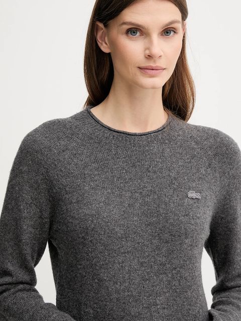 Lacoste sweter wełniany damski kolor szary lekki AF4160 - zdjęcie produktu nr 2