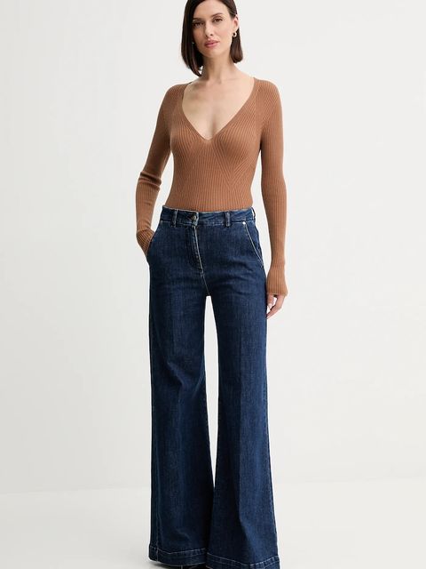 Twinset sweter wełniany damski kolor brązowy lekki 252TT3110 - zdjęcie produktu nr 2