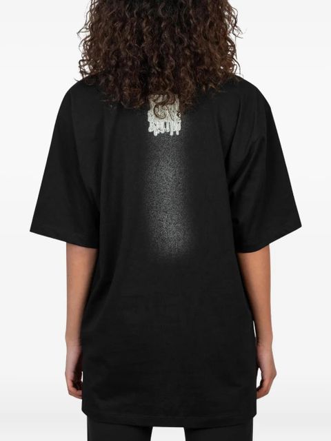 Jean Paul Gaultier ribbon-print spray-effect t-shirt - Black