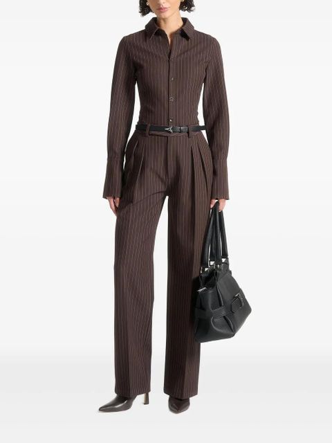 Manière De Voir Julie pinstripe twin-pleat tailored trousers - Brown - zdjęcie produktu nr 2