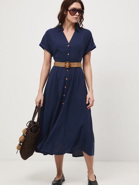 Medicine sukienka rozkloszowana z lnem - zdjęcie produktu nr 2