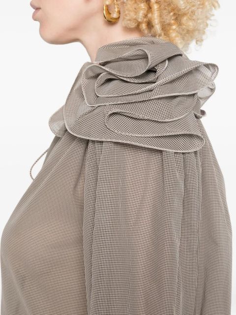 Magda Butrym rose-embellishment blouse - Brown