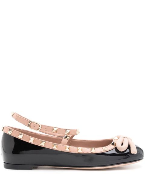 Valentino Garavani Rockstud bow-detailing ballerina shoes - Black - zdjęcie produktu nr 1