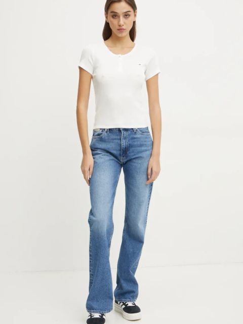 Tommy Jeans t-shirt bawełniany damski kolor biały DW0DW19502