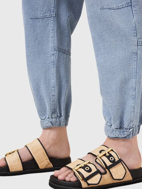 AllSaints klapki Sian Raffia Sandal damskie kolor beżowy W091FC