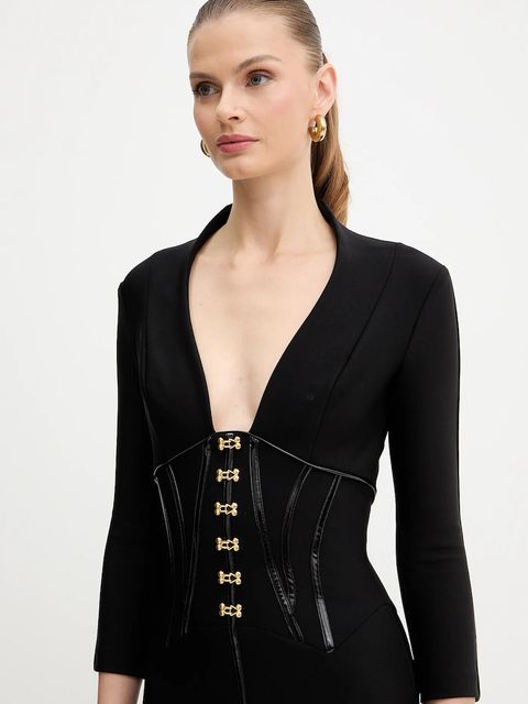 Elisabetta Franchi sukienka kolor czarny mini dopasowana AB79757E2