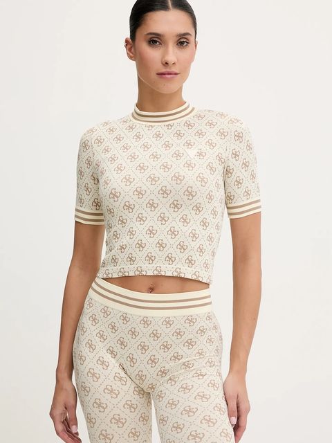 Guess t-shirt RHOMBUS damski kolor beżowy V5BP07 K2000 - zdjęcie produktu nr 1