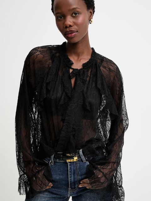 Answear.LAB bluzka damska kolor czarny w kwiaty