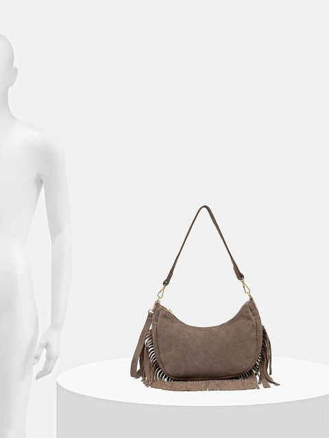 Answear.LAB torebka zamszowa kolor beżowy