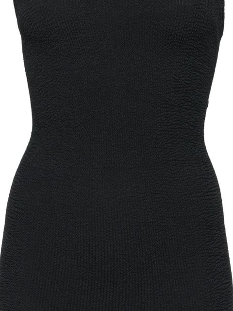 Hunza G crinkled-finish sheer-skirt maxi dress - Black