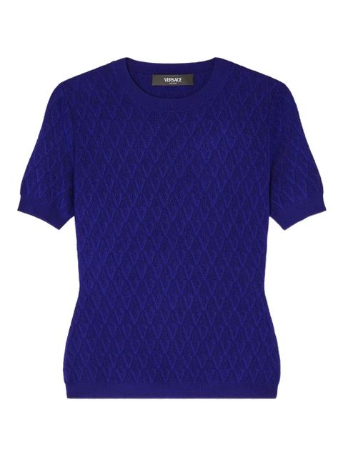 Versace textured-knit short-sleeve top - Blue - zdjęcie produktu nr 1