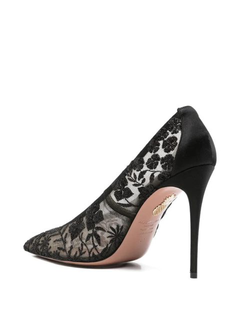 Aquazzura Mon Amour 105 tulle satin pumps - Black