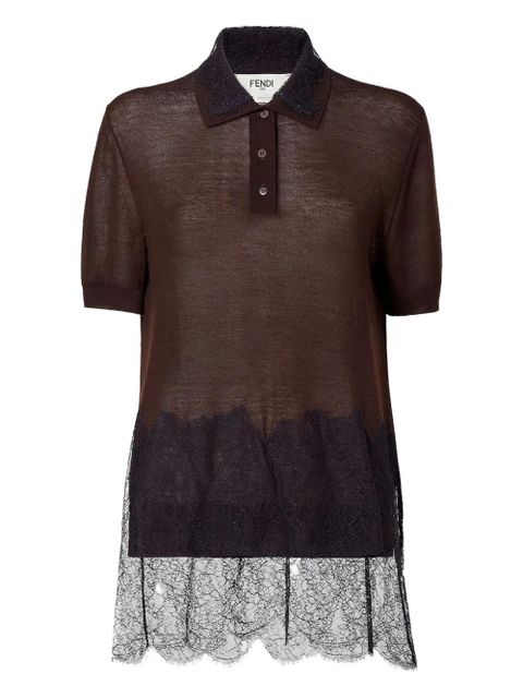 FENDI lace polo shirt - Brown - zdjęcie produktu nr 1