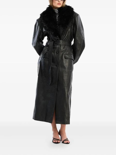 ROTATE BIRGER CHRISTENSEN faux fur-collar leather coat - Black