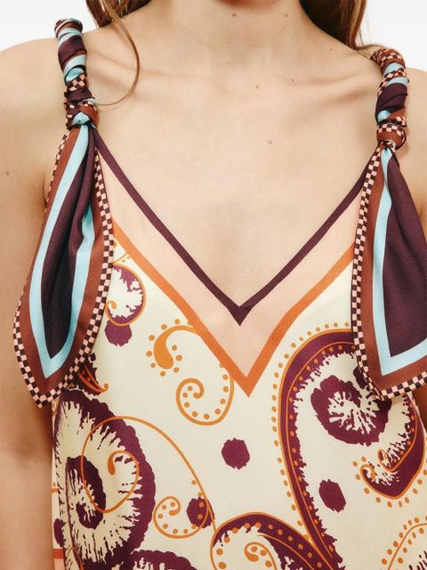 ALEMAIS Wilson knotted print midi dress - Neutrals