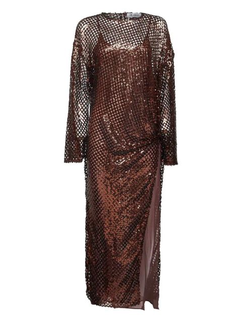The Attico sequin-embellished gathered maxi dress - Brown - zdjęcie produktu nr 1