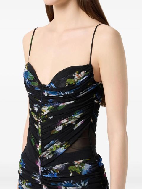Blumarine floral-print ruched maxi dress - Black