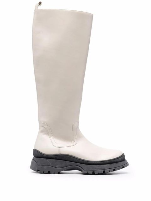 STAUD side zip leather boots - Neutrals - zdjęcie produktu nr 1