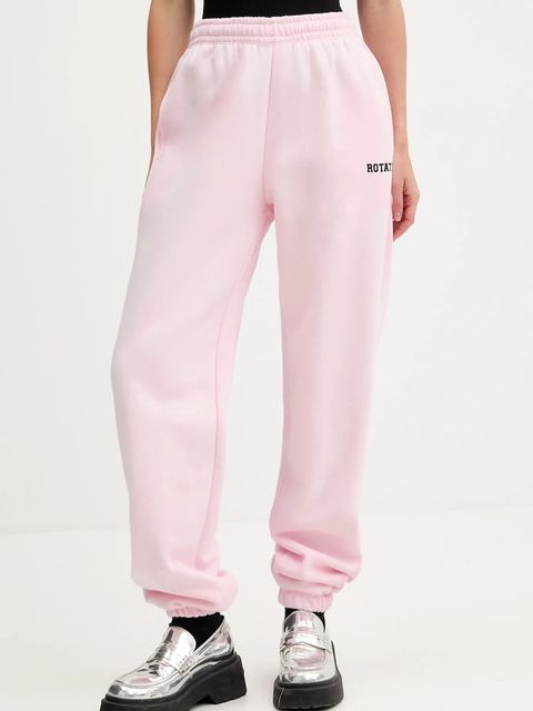 Rotate spodnie dresowe bawełniane damskie kolor różowy gładkie 114378191 - zdjęcie produktu nr 1