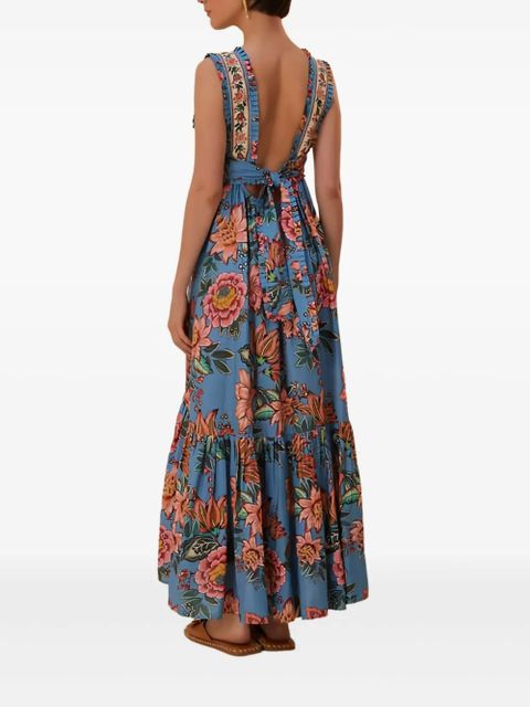 FARM Rio Wonderful Bouquet floral ruffled maxi dress - Blue
