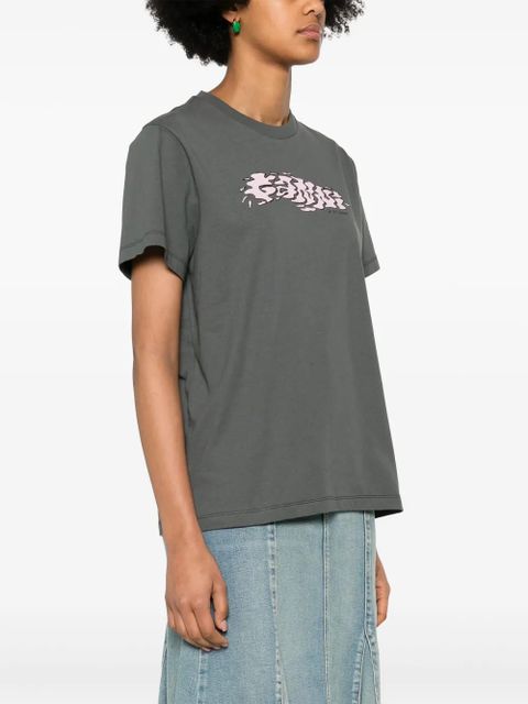 GANNI logo-print cotton T-shirt - Grey
