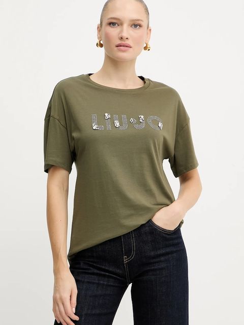 Liu Jo t-shirt bawełniany damski kolor zielony MF5347 JS923 - zdjęcie produktu nr 1