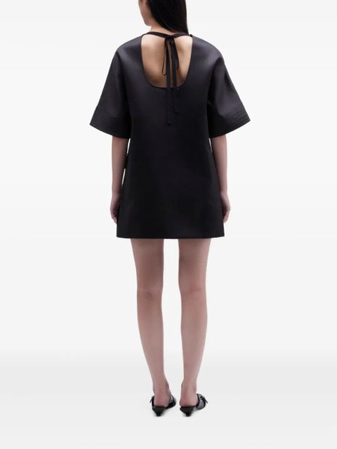 GANNI pocket-detail tie-neck mini dress - Black