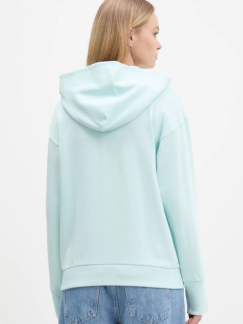 adidas bluza bawełniana All Szn French Terry damska kolor turkusowy z kapturem gładka JV7347 - zdjęcie produktu nr 2