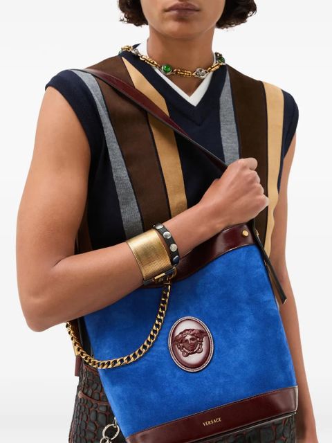 Versace Pivot small suede bucket bag - Blue - zdjęcie produktu nr 2