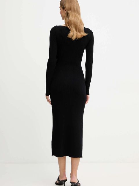 Diesel sukienka wełniana M-OLONI kolor czarny maxi rozkloszowana A18905.0PLBF