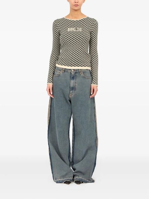 MM6 Maison Margiela intarsia-knit long-sleeve T-shirt - White