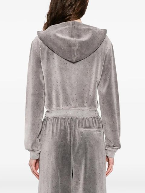 Alexander Wang crystal-embellished zipped hoodie - Grey