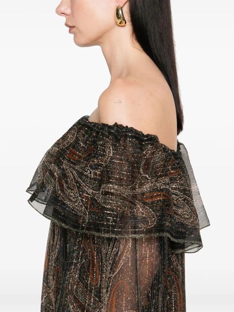 Saint Laurent paisley muslin maxi dress - Black