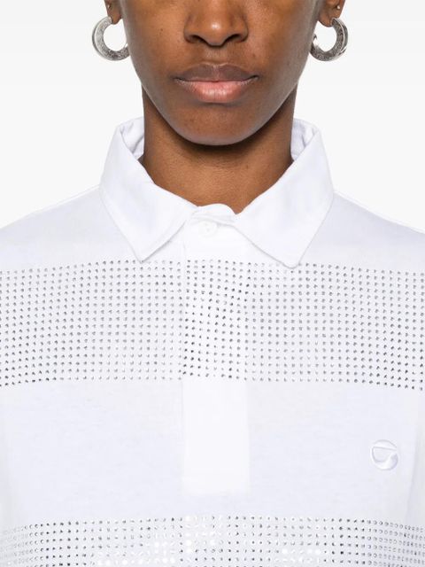 Coperni crystal-striped polo shirt - White