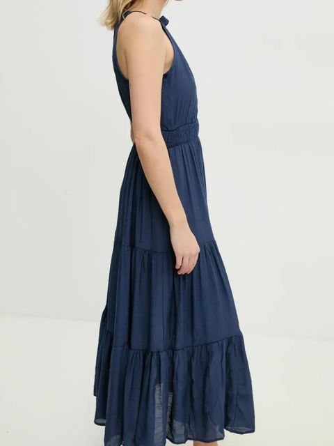 Answear.LAB sukienka kolor granatowy maxi rozkloszowana