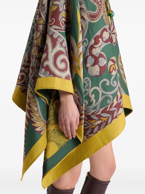 ETRO paisley-motif wool-blend cape - Green