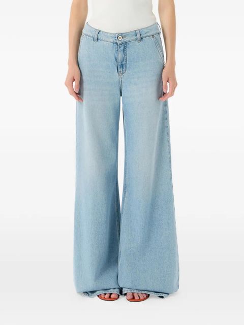 Blumarine stone washed palazzo pants - Blue