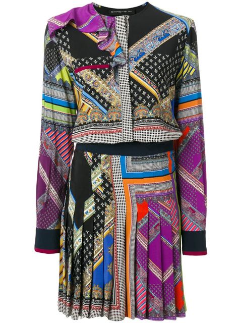 ETRO printed pleated dress - Black
