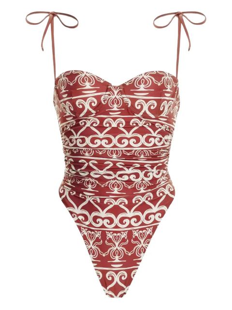 Agua By Agua Bendita Rabano patterned swimsuit - Brown - zdjęcie produktu nr 1
