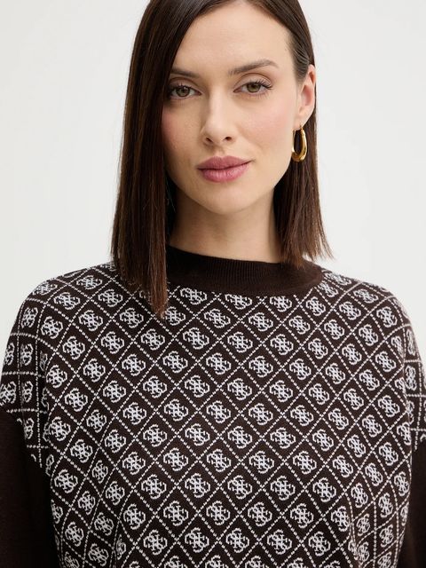 Guess sweter z domieszką wełny AUBREY damski kolor brązowy z półgolfem W5BR23 Z3JD2 - zdjęcie produktu nr 2