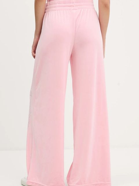 Juicy Couture spodnie dresowe welurowe damskie kolor różowy z aplikacją JCWBJ225309