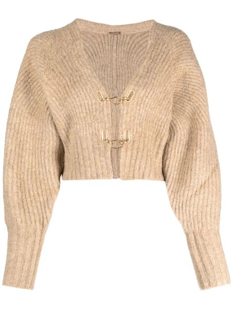 Cult Gaia Casella ribbed-knit cropped cardigan - Neutrals - zdjęcie produktu nr 1