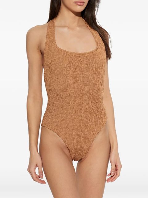 Hunza G Sandy metallic crinkle swimsuit - Neutrals