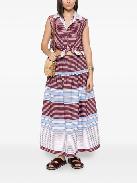 SANDRO Dolores striped tiered A-line mid skirt - zdjęcie produktu nr 2