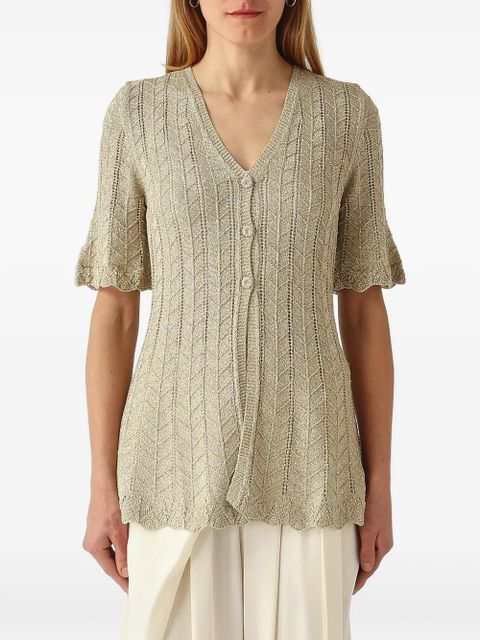 TWINSET pointelle-knit chevron-pattern sweater - Gold - zdjęcie produktu nr 1