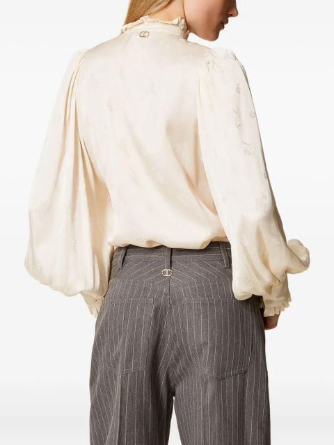 TWINSET jacquard-satin ruffled shirt - Neutrals