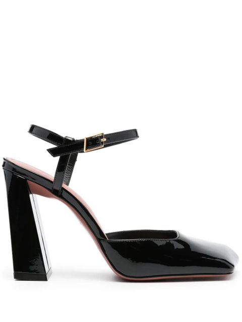 Amina Muaddi Charlotte 95 patent leather pumps - Black - zdjęcie produktu nr 1